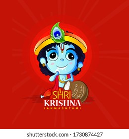 illustration of Lord Krishna in Happy Janmashtami festival of India