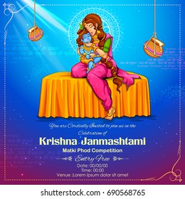 illustration of Lord Krishna in Happy Janmashtami festival of India