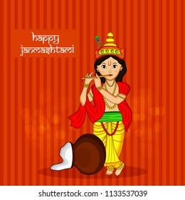 Illustration of Lord Krishna for the occasion of hindu festival Janmashtami