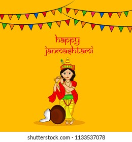 Illustration of Lord Krishna for the occasion of hindu festival Janmashtami