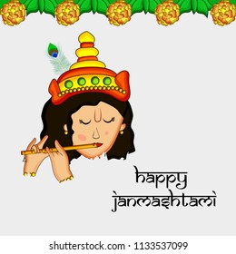 Illustration of Lord Krishna for the occasion of hindu festival Janmashtami