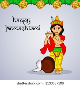 Illustration of Lord Krishna for the occasion of hindu festival Janmashtami