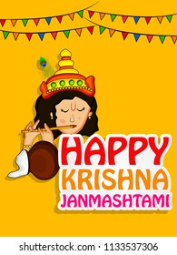 Illustration of Lord Krishna for the occasion of hindu festival Janmashtami