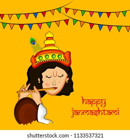 Illustration of Lord Krishna for the occasion of hindu festival Janmashtami