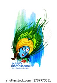 illustration of Lord Krishna playing bansuri Happy Janmashtami 