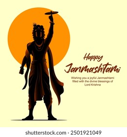 illustration of Lord Krishna in the religious festival background of India for Shri Krishna Janmashtami celebration