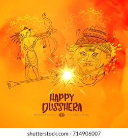 illustration of lord ram killing ravan in dussehra festival