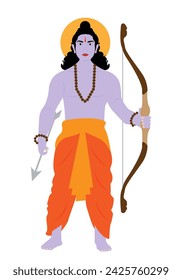 illustration of Lord Ram with Saffron dress holding Sharanga(bow).