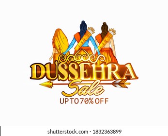 illustration of Lord Ram and Sita for Dussehra Hindu festival celebrated at the end of Navaratri