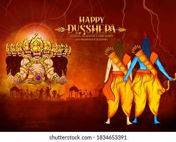 illustration of Lord Ram and Sita for Dussehra Hindu festival celebrated at the end of Navaratri