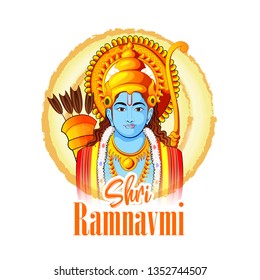 illustration of Lord Rama with bow arrow, Shree Ram Navami celebration of indian festival