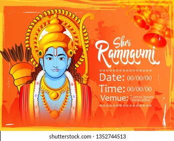 illustration of Lord Rama with bow arrow, Shree Ram Navami celebration of indian festival