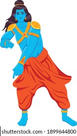 illustration of Lord Rama with bow arrow killing Ravana in Ram Navami