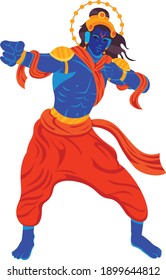 illustration of Lord Rama with bow arrow killing Ravana in Ram Navami