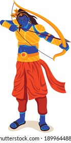 illustration of Lord Rama with bow arrow killing Ravana in Ram Navami