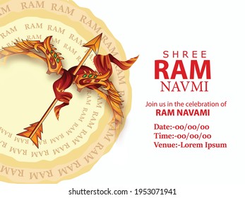 illustration of Lord Rama with bow arrow in Shree Ram Navami celebration, with hindi meaning Shri Ram Navami