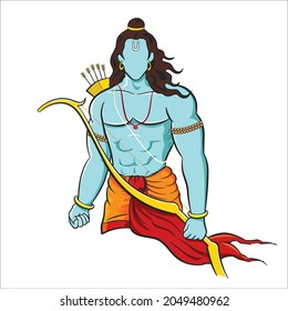 Illustration of Lord Rama with bow arrow