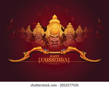 Illustration Of  Lord Rama With Bow And Arrow For Happy Dussehra Festival Of India Background