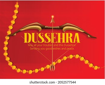 Illustration Of  Lord Rama With Bow And Arrow For Happy Dussehra Festival Of India Background