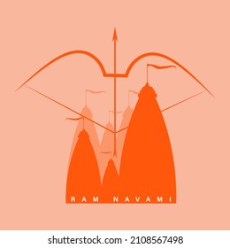 illustration of Lord Rama with bow arrow in Shree Ram Navami celebration background for religious holiday