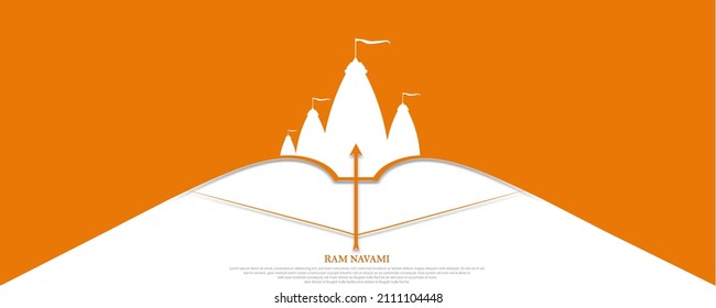 illustration of Lord Rama with bow arrow in Shree Ram Navami celebration background for religious holiday