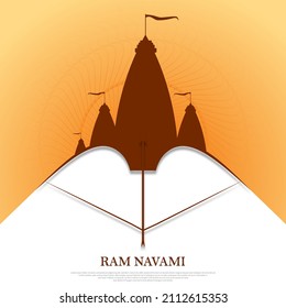 illustration of Lord Rama with bow arrow in Ram Navami celebration background for religious holiday