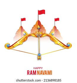 illustration of Lord Rama with bow arrow in Shree Ram Navami celebration background for religious holiday with hindi text meaning shree ram navami