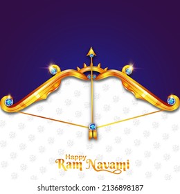 illustration of Lord Rama with bow arrow in Shree Ram Navami celebration background for religious holiday with hindi text meaning shree ram navami