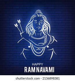 Illustration von Lord Rama mit BugPfeil in Shree Ram Navami, Hintergrund für religiösen Feiertag mit Hintertext bedeutet shree ram navami