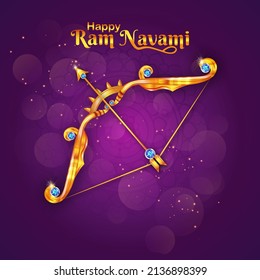 illustration of Lord Rama with bow arrow in Shree Ram Navami celebration background for religious holiday with hindi text meaning shree ram navami