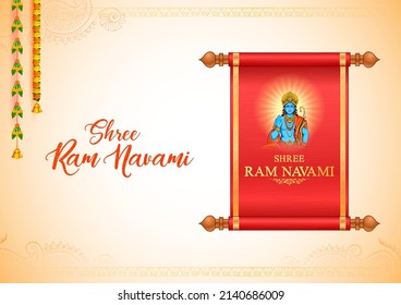 illustration of Lord Rama with bow arrow for Shree Ram Navami celebration background for religious holiday of India