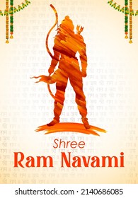 illustration of Lord Rama with bow arrow for Shree Ram Navami celebration background for religious holiday of India