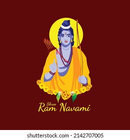 illustration of Lord Rama with bow arrow in Shree Ram Navami celebration background for hindu religious 