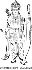 illustration of Lord Rama with bow arrow for Laser Cutting Design