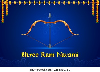 Illustration von Lord Rama mit Bugpfeil für Shree Ram Navami-Feierlichkeiten zum religiösen Feiertag in Indien