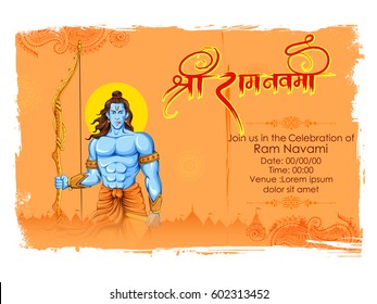 Illustration Of Lord Rama With Bow Arrow In Ram Navami