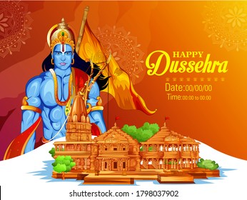 illustration of Lord Rama in Happy Dussehra festival of India