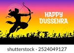 illustration of Lord Rama killing Ravana in Dussehra Navratri festival of India poster