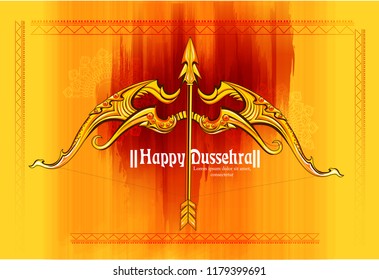 illustration of Lord Rama killing Ravana in Navratri festival of India poster for Happy Dussehra