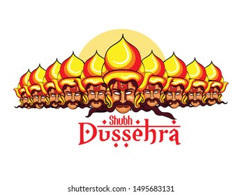 illustration of Lord Rama killing Ravana in Festival Happy Dussehra