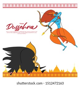 illustration of Lord Rama killing Ravana in Navratri festival of India greeting for Happy Dussehra on abstract background