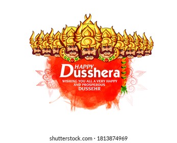 illustration of Lord Rama killing Ravana in Happy Dussehra festival of India