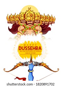 Illustration Lord Rama Killing Ravana Dussehra Stock Vector (Royalty ...