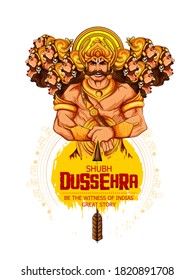 illustration of Lord Rama killing Ravana in Dussehra festival of India 