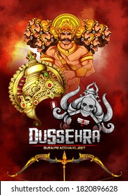 ilustración de Lord Rama matando a Ravana en el festival de Dussehra de la India nuevo concepto de corona