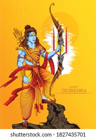 illustration of Lord Rama killing Ravana in Happy Dussehra, vijayadashami festival of India