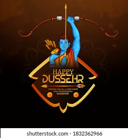 illustration of Lord Rama killing Ravana in Dussehra festival with indian mythology background 