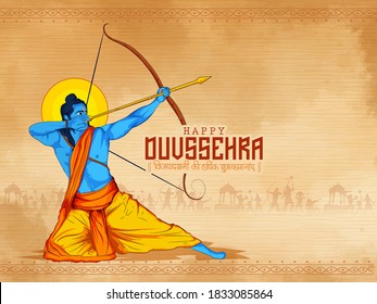 illustration of Lord Rama killing Ravana in Dussehra festival with indian mythology background vijayadashami ki hardik shubhkamnaye in hindi  text
