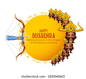 illustration of Lord Rama killing Ravana in Dussehra Navratri festival of India poster