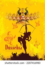 illustration of Lord Rama killing Ravana in Dussehra Navratri festival of India and temple